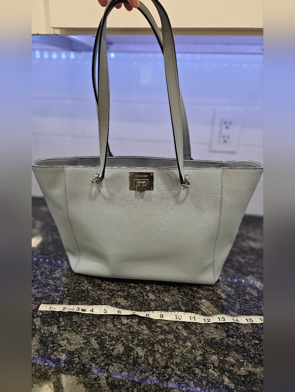 Michael Kors Tina Large Saffiano Leather Tote Bag in Pale Blue